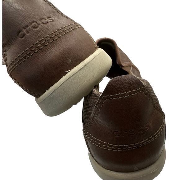 Crocs Triple Comfort Mens Size 7 Slip On Loafers Brown - Picture 8 of 8